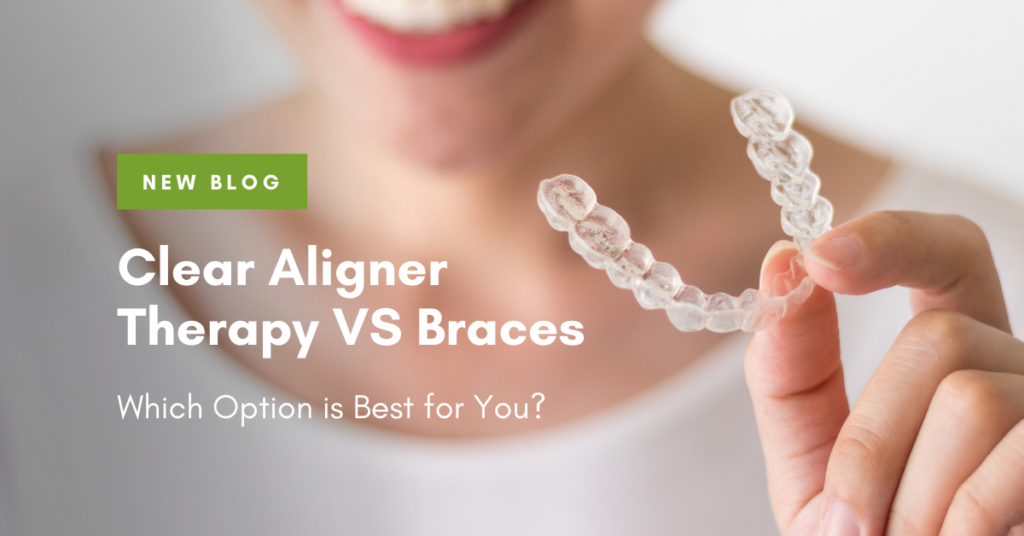 Clear Aligner Therapy patient holding aligners 