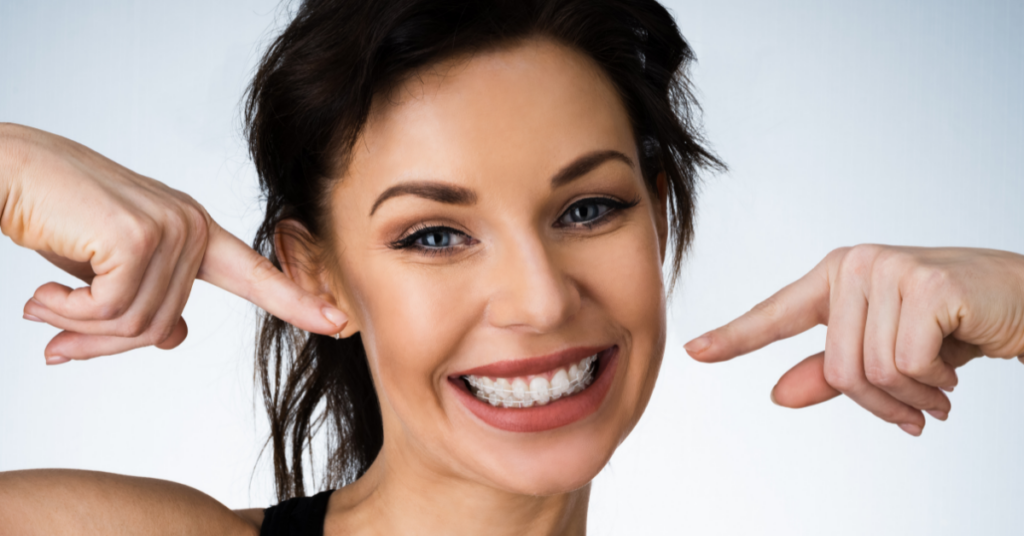 Woman smiling with braces 